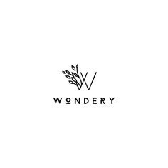 Elegant line art monogram for Wondery . Logo Design . Graphic . Branding . Minimal .
