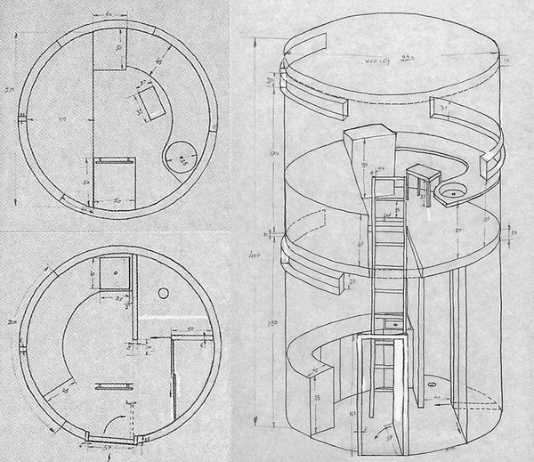 absalon cell5 drawings 01 #design #living #space #cell #architecture #drawing