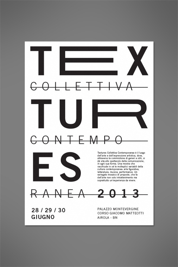 Textures 2013 #white #black #exhibition #minimal #poster #art #layout #typography