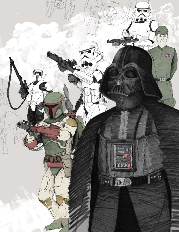 Star Wars illustrations for music magazine Rolling Stone Germany by Philipp Zurmöhle – www.philippzm.com #starwars #illustration #rolling