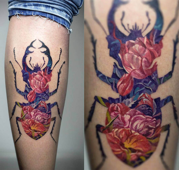 Wonderful Double Exposure Tattoos by Andrey Lukovnikov #tattoo #bodyart