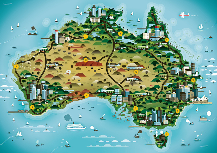 Australia | Flickr - Photo Sharing! #australia #map #cartography #twa #travel #airline #mid-century modern