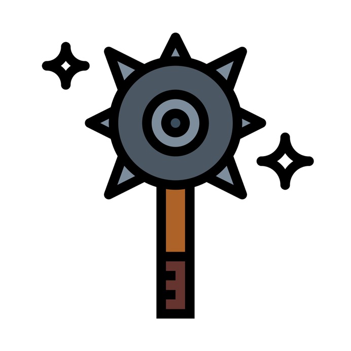 See more icon inspiration related to spiked, mace, miscellaneous, fighting, fight, weapons, weapon, medieval and chain on Flaticon.