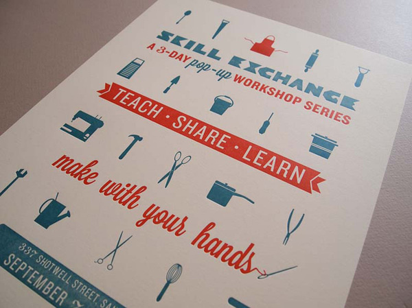Skill Exchange Pop up Workshop Poster #print #icons #illustration #poster #typography