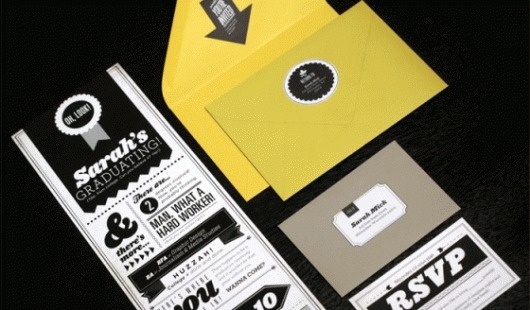 Graduation Invitations : Faye & Co #blackyellow #sarah #invites #mick