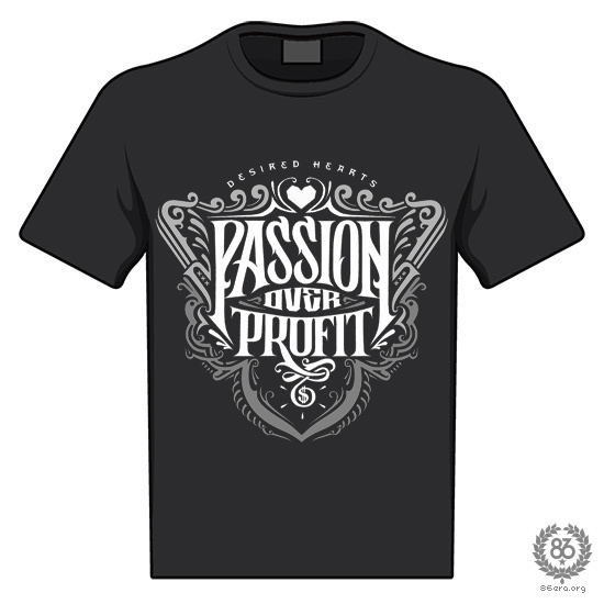 Desired Hearts × 86era Tees — "Pursue Your Passions" on Typography Served #logos #design #graphic #type #tshit