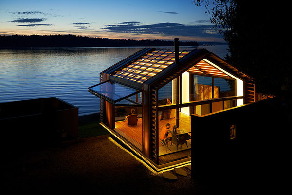 graypants glowing garage at lakes edge #cabin