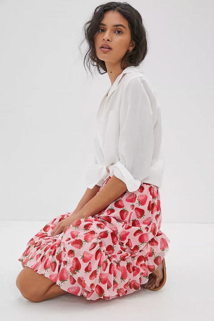 Eva Franco Fresas Tiered Midi Skirt - Browse Ideas | GoodStuffUP