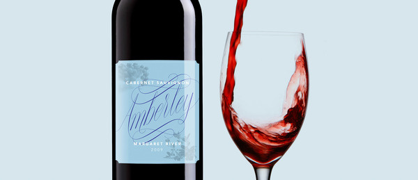 Amberley wine label #spencerian #lettering #script #red #packaging #copperplate #wine #label #illustration #custom #type #hand #typography