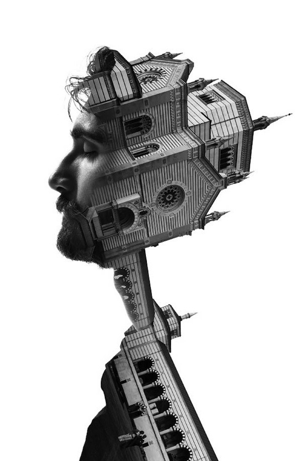 Dreamlike Double Exposure Shots That Blend People And Milan's Buildings - DesignTAXI.com