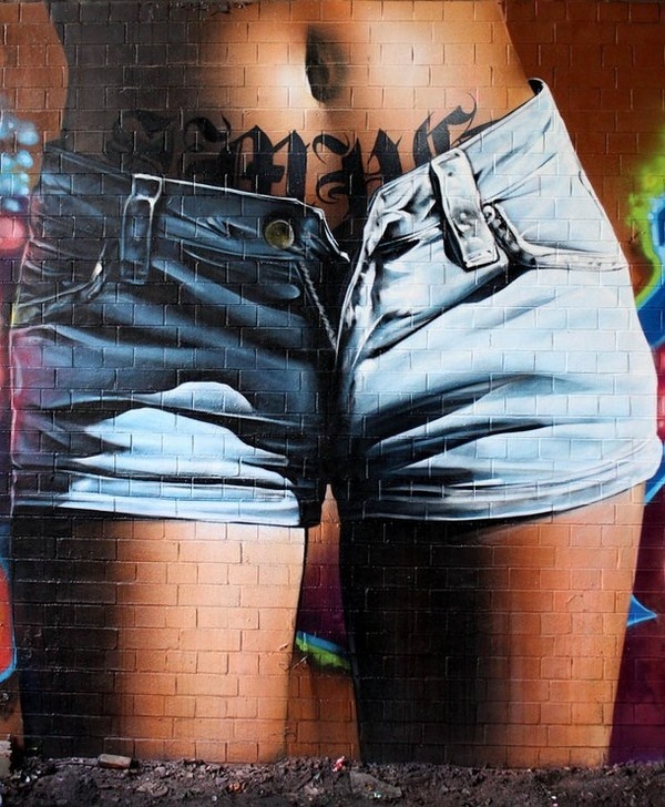 Erotic woman belly in graffiti #graffiti #realism #street #art #realistic