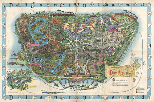 1962 Map of Disneyland #disneyland #map #cartography #illustration #birds #eye #view #california