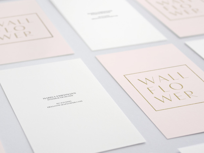 Wallflower - Amy Martino - Design + Art Direction #business #pink #print #logo #cards
