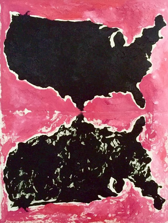 Rorschach America No.2, oil on canvas #america #map #black #painting