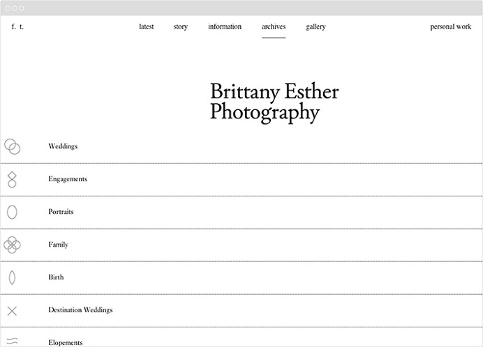 Brittany Esther Photography by Fivethousand Fingers #web design #website