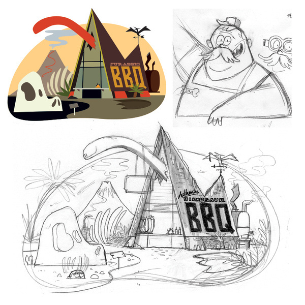 Process #process #lee #dinos #illustration #jasper #jurassic #dinosaurs #christopher #sketch #bbq
