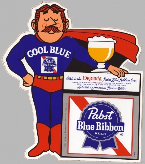 All sizes | Vintage Pabst Blue Ribbon Cool Blue Guy Sticker - 1970's | Flickr - Photo Sharing! #logo #illustration #retro #vintage