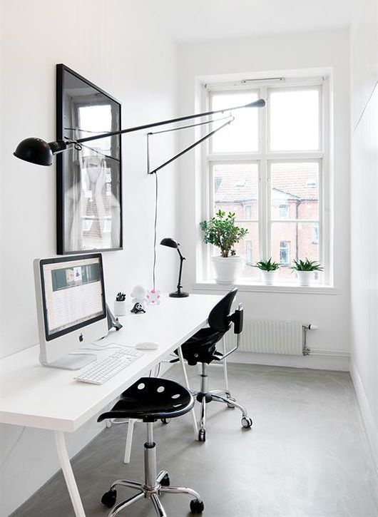 black and white workspace
