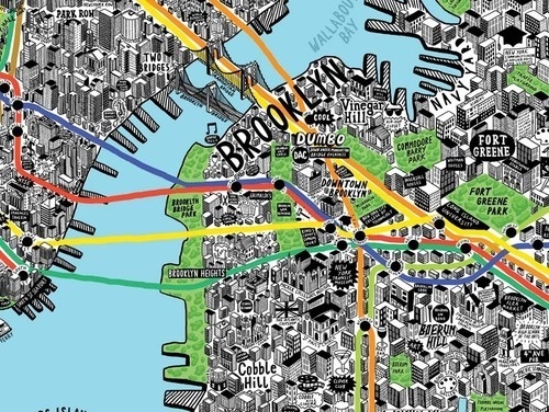 Absolutely wonderful hand drawn map of NYC by illustratorÂ Jenni Sparks, second only to Paula Scher #map #illustration #york #nyc #new