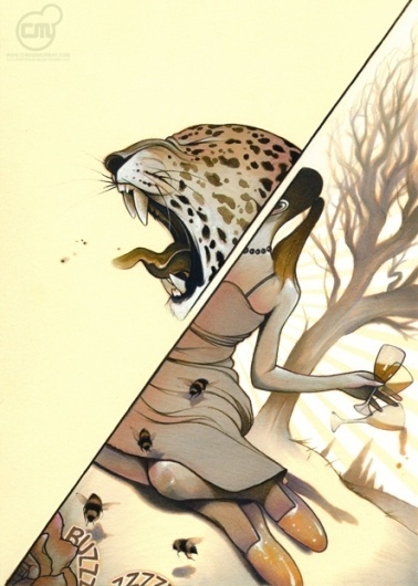 Picture good-day-2 « Monochrome | Chris B. Murray #leopard #monochrome #women #illustration #painting #day #drawing #good