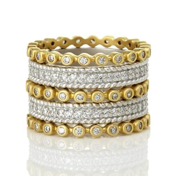 Two Tone Pavé 5-Stack Ring – Freida Rothman | Price: $275.00 | Product details @ https://bit.ly/2L1dA5Y. Buy now! #Rings #Jewelry #Fashion #FreidaRothman #NYC #NewYork #Brooklyn