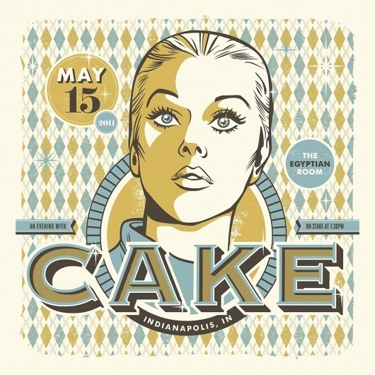 RONLEWHORN — CAKE gig poster #gig #design #retro #print #screen #illustration #poster