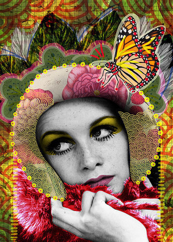 Tan llena de paz | Peperina Magenta #creative #arte #amor #woman #color #digital #ilustraciã³n #vintage #ilustration #art #collage #colour #love #work
