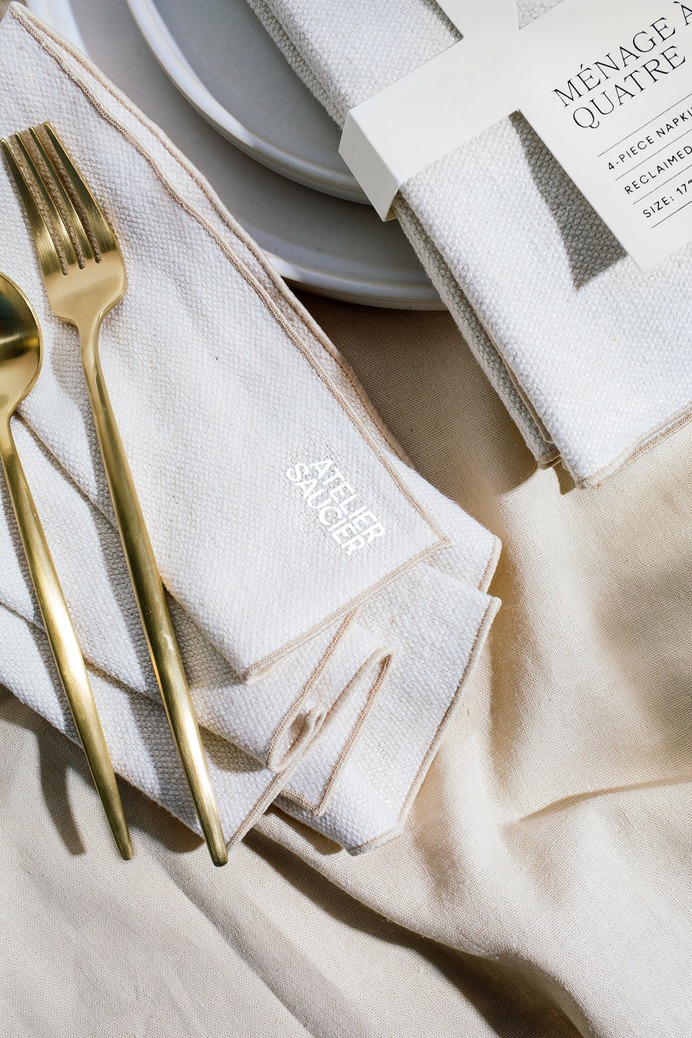 Atelier Saucier Branding - Mindsparkle Mag Nice People designed the branding for Atelier Saucier – an energetic, modern, and playful brand, supporting restaurants and home entertaining one napkin at a time. #logo #packaging #identity #branding #design #color #photography #graphic #design #gallery #blog #project #mindsparkle #mag #beautiful #portfolio #designer