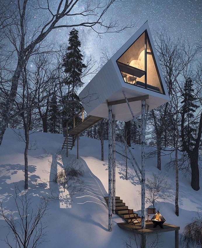 French chalet in the winter time.