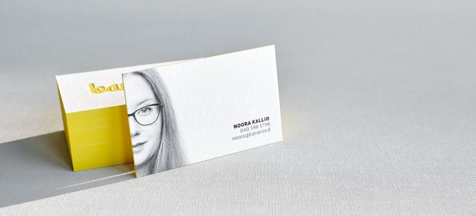 Letterpress business cards with portrait and painted edges