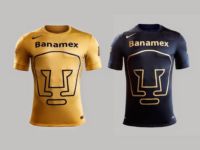 Pumas logo by Manuel Andrade "El Pajarito" for University in México (UNAM) circa 1974 applied to Soccer Jerseys