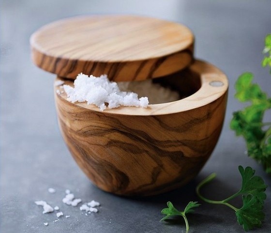 Olive Wood Salt Keeper #home