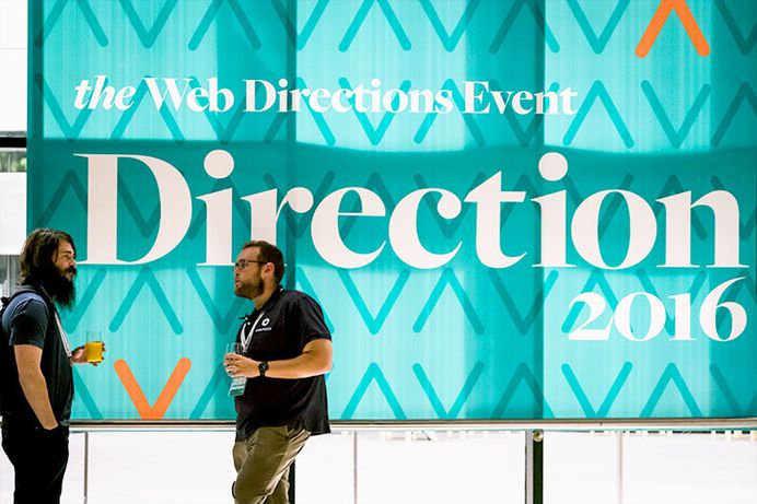 WEB DIRECTIONS DIRECTION 16 #handlebranding #branding #events #typography #freight #serif #signage