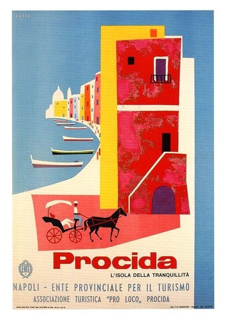 Procida, Italy #tourism #poster by Mario Puppo, 1954