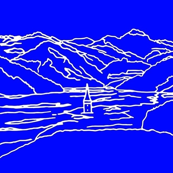 The Small Tower on the Lake by the Mountains #illustration