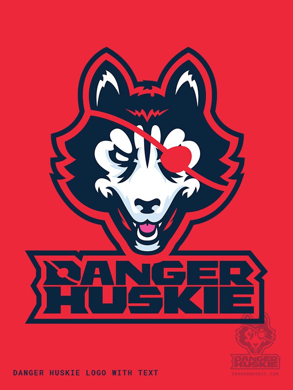 Like DangerHuskie? Why not rock this sweet logo on some gear? Sweet? Sweet. #logo #branding #vector #illustrator #red #navy #eyepatch #mascot
