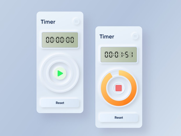 Skeuomorphism / Neumorphism UI Trend - TIMER CONCEPT BY YASH BHAGAT