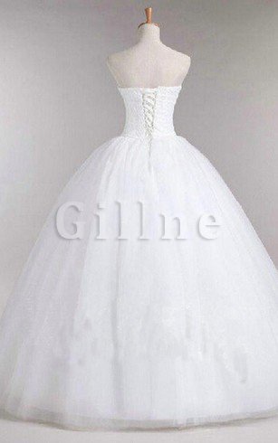 Abito da Sposa in Pizzo Senza Maniche in Tulle Cuore Naturale