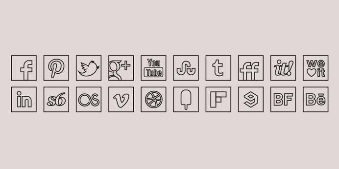 Black Line Colour Icons Set #line #icons #social