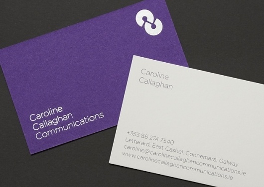Conor Byrne - Caroline Callaghan Commications Identity #white #silver #print #design #byrne #identity #purple #logo #conor