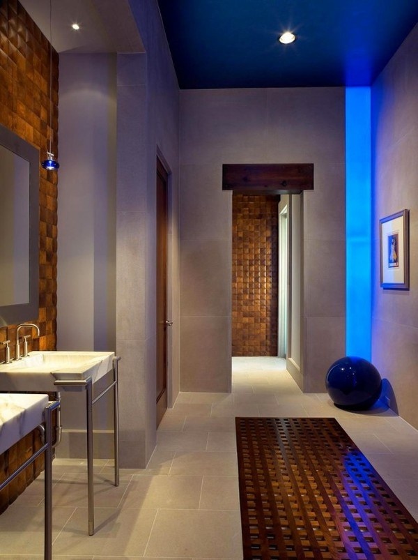 Bathroom area with painting #interior #house #artistic #decor #art #paintings #residence