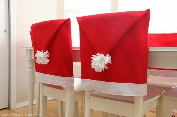 red santa hat chair covers