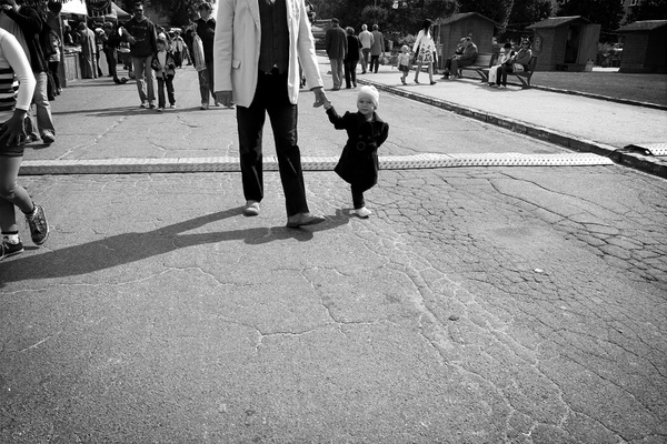 Half girl #old #young #girl #photo #street #man