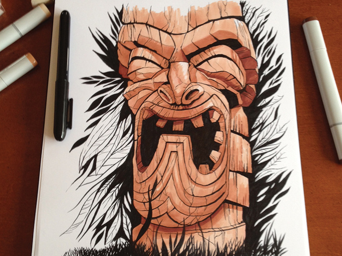 Tiki by Dave Mottram #illustration #drawing