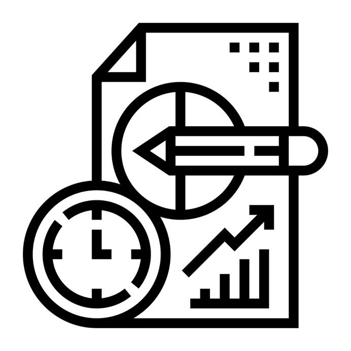 See more icon inspiration related to watch, clock, time and date, files and folders, line chart, stats, bar graph, pie chart, analysis, pencil, statistics, graph, document and time on Flaticon.