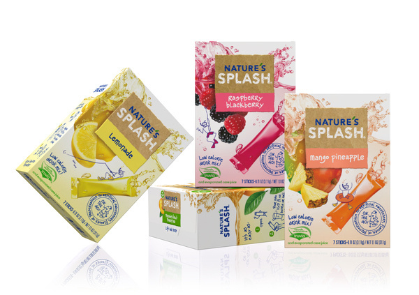 NATURE'S SPLASH #beverage #garvie #mango #drink #design #natural #powdered #lemon #ben #raspberry