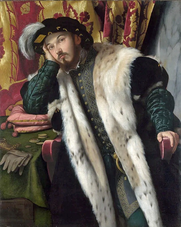 "Portrait of a Young Man (Fortunato Martinengo)", (1540-45) by Moretto da Brescia (1492–1554). Italian Renaissance painter. National Gallery, London. oil on canvas