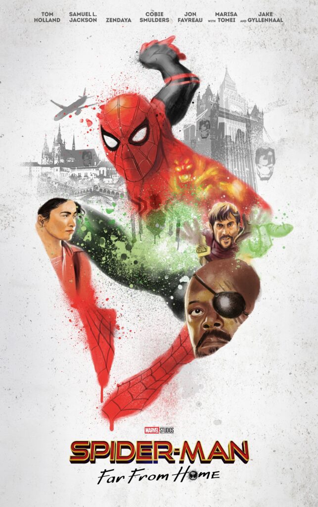 Spider-Man – Far From Home - Alternate Movie Poster - The Commas #spiderman #alternativemovieposter #movieposter #filmposter #thecommas #keyart #marvelstudios #marvel #marvelcomics #comics #potserdesign #posters