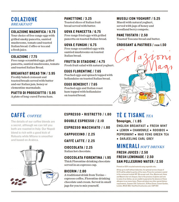 Carluccio's Summer Menu 2011 | Irving #illustration #menu