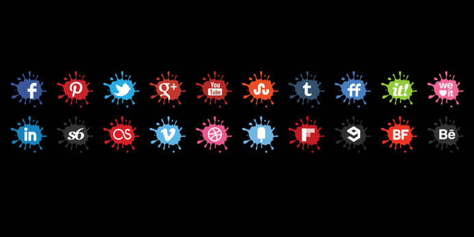 Free Creative Blot Icons Set. Includes 20 most popular social media icons on the web. #creative #icons #blot #social